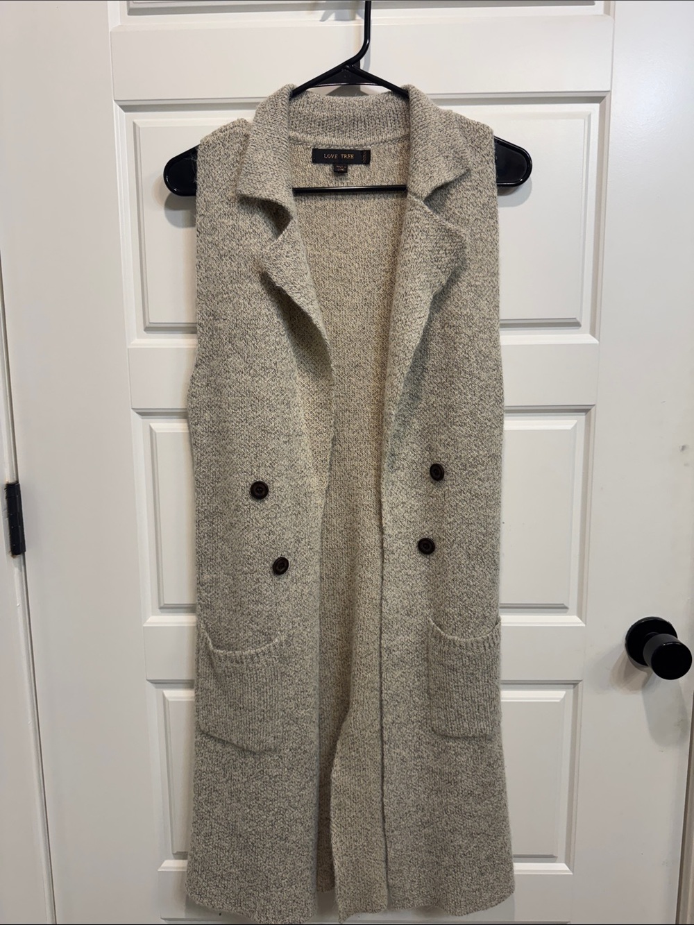 Love Tree Ivory Knit Sleeveless Duster Vest